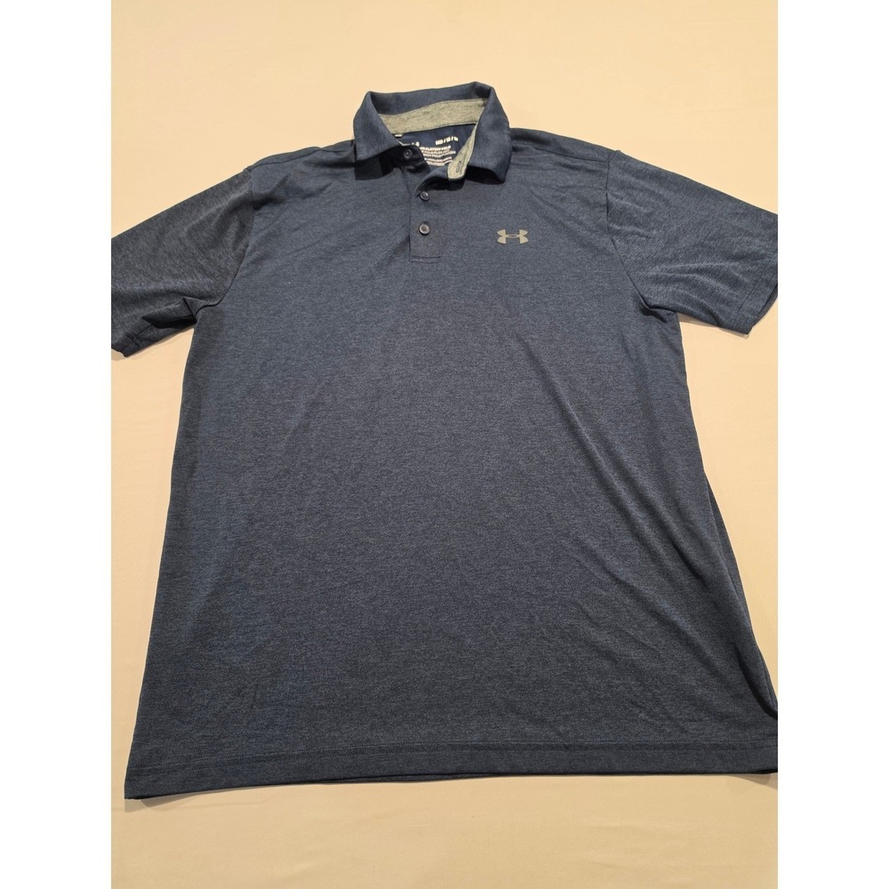 Under Armour Playoff Polo Mens Medium Navy Blue Heather Loose Fit Golf Shirt